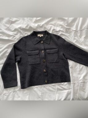 Sezane Betty Charcoal Cardigan